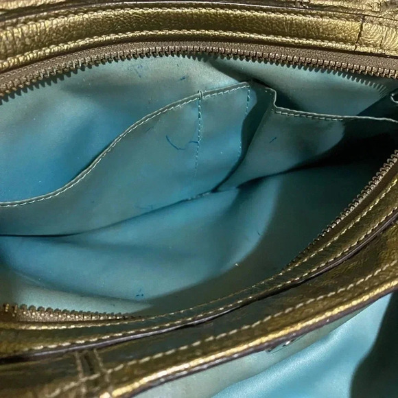 Coach gold metallic leather satchel handbag - Picture 14 of 16